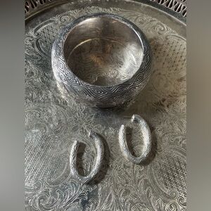 SIMON SEBBAG Sterling Silver Bangle / Earring Set